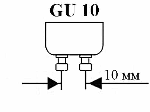 Interasse su contatto in base su GU10 e 10 mm