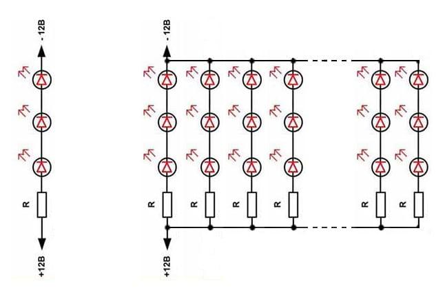 sơ đồ mỗi phần và dải đèn LED
