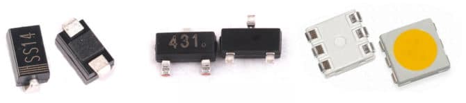 Diodi SMD, transistor e LED