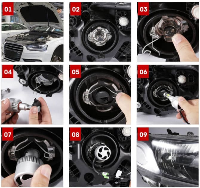 Montaggio 4drive con basi H1, H3, H4, H7, H13, 9004, 9007