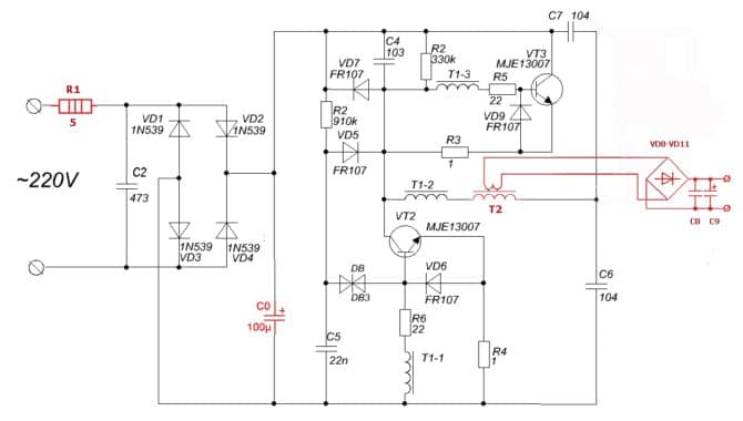 Schema a blocchi con maggiore potenza in ingresso
