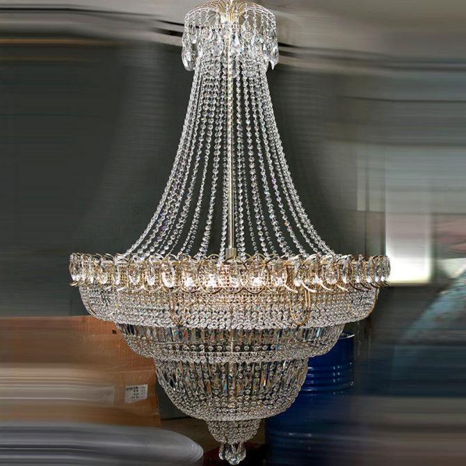 Poliley con paralume in cristallo