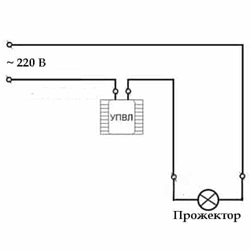 Schema elettrico per l'accensione di un faretto UPVL