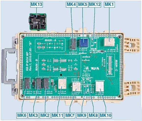 posizione del relè nel blocco di montaggio