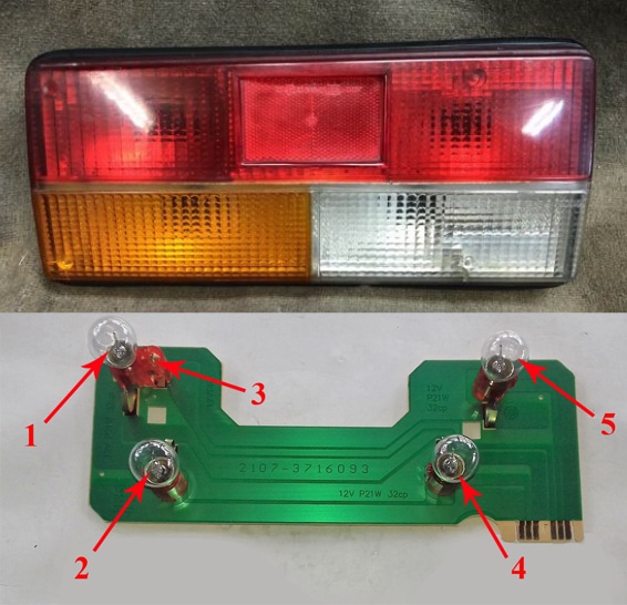 Tabellone segnapunti per vetro e illuminazione posteriore VAZ 2107