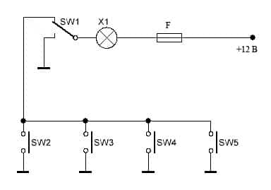 Schema sulla connessione alla lampada da salone VAZ 2114