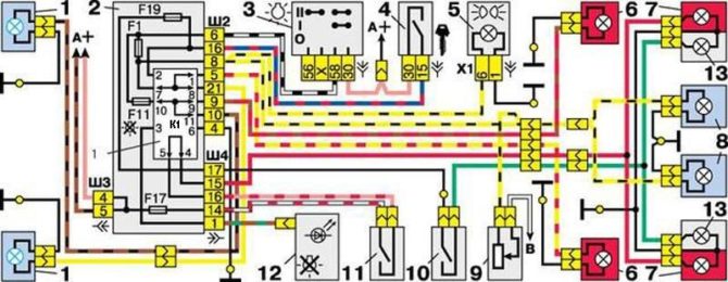 catena di alimentazione per dispositivi di illuminazione VAZ 2110