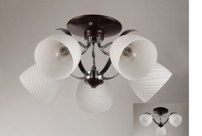 Izbor su tavanni lampi e polylei nella camera da letto in stile Liberty