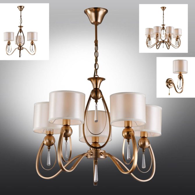 Izbor su tavanni lampi e polylei nella camera da letto in stile Liberty