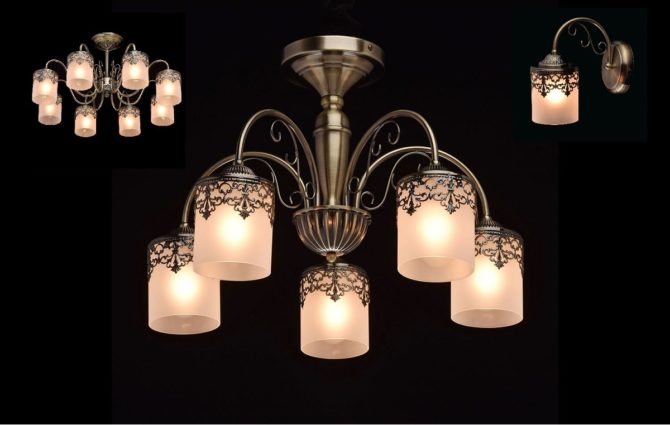 Izbor su tavanni lampi e polylei nella camera da letto in stile Liberty