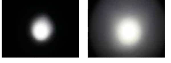 Flusso luminoso dall'ottica e dal riflettore TIR.