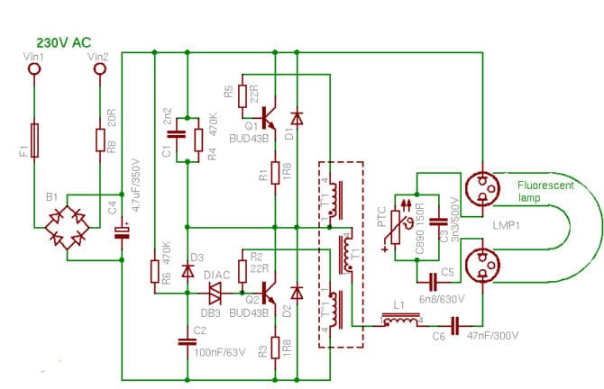 Il dispositivo e il principio per l'azione sul reattore per lampade fluorescenti