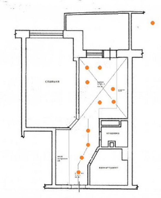 Posizione dei riflettori in cucina